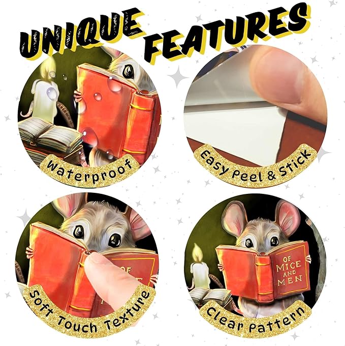 Mouse Reading Book Wall Sticker Decal – Kids Room, Classroom, Home Decor, Bookcase, Book Lover Gift, Children's Bedroom, Nursery, Cute Mouse, MICESTERPIECE-Ruum Studio Home