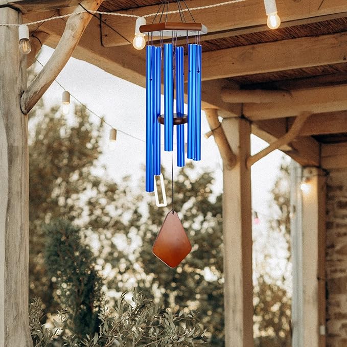 Wind Chimes for Outside, Windchime Outdoor with 6 Tuned Tubes, Elegant Chime for Garden Patio Decoration, Blue-Ruum Studio Home