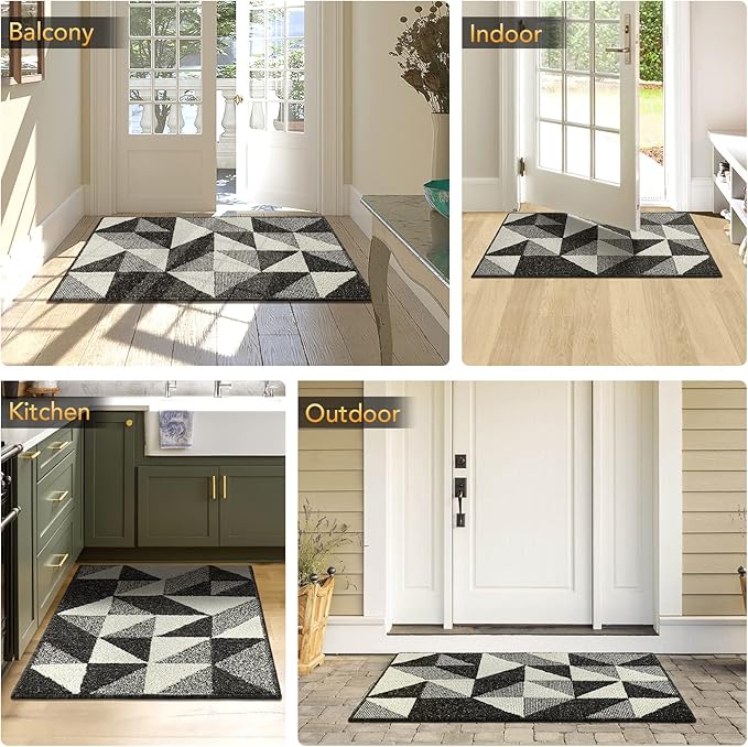hicorfe Indoor Doormat,24"x35" Front Back Door Mat Rubber Backing Non Slip Door Mats,Low-Profile Absorbent Resist Dirt Entryway Doormat Inside Floor Mats for Entrance-Ruum Studio Home
