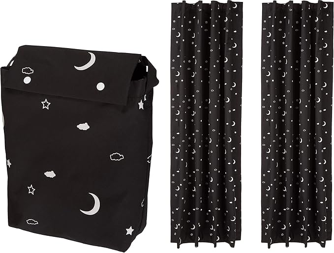 Amazon Basics Portable Blackout Curtain Shade with Suction Cups, 50" W x 78"L, 2-Pack, Moon and Stars-Ruum Studio Home