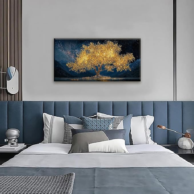 Tsomzxng Modern Canvas Wall Art Decor Print Paintings Gold Tree Of Life Landscape Painting Prints Abstract Wall Decor Picture For Bedroom Office Home Kitchen Artwork Ready To Hang 20"×40"-Ruum Studio Home