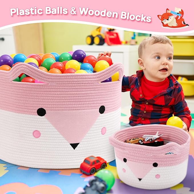 Large Baby Basket Toy Storage 3 Pack, (20"x13.8") Woven Baby Laundry Basket, Stuffed Animal Storage.-Ruum Studio Home