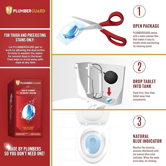 Toilet Tablets 4 Pack | Bleach & Chlorine Free, Dual-action Whitening with 1% Hydrogen Peroxide | Plumbers' Choice | Automatic Toilet Bowl Cleaner Tablets | Long-lasting Cleaning Supplies-Ruum Studio Home