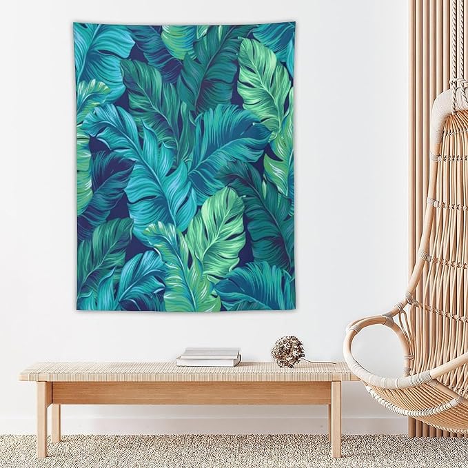 ICMOLYYENLO Tropical Green Plant Tapestry, Green Palm Leaves Natural Landscape Print Wall Tapestry for Bedroom Living Room Dormitory 50x60 Inch-Ruum Studio Home