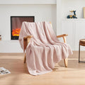 CozeCube Check Knit Throw Blanket, Pink Checkered Throw for Couch, Decorative Christmas Soft Cozy Warm Knitted Blanket for Bed Sofa Living Room, 50"X60"-Ruum Studio Home