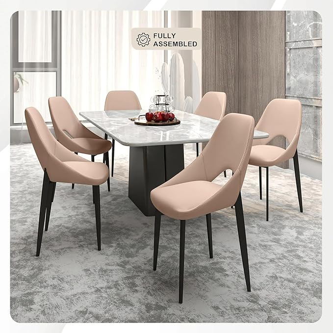 LeisureMod Amalfi Upholstered Fabric Dining Chair – Modern Side Chair with Iron Legs, Mid-Century Accent Chair for Dining Room or Kitchen-Ruum Studio Home