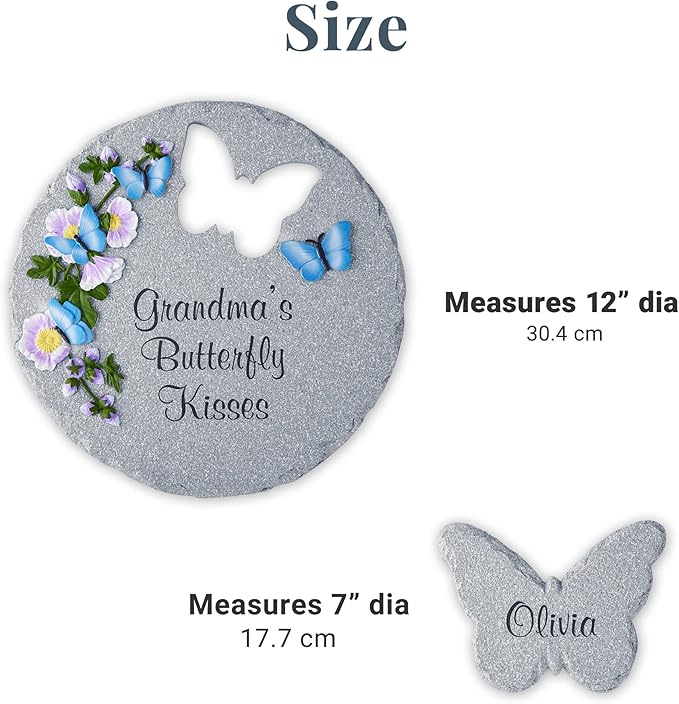 Let's Make Memories Personalized Garden Décor - Custom Garden Stone - Indoor/Outdoor - for Mom or Grandma - for Her - Engraved - Durable Resin - Butterfly Stone-Ruum Studio Home