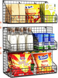 X-cosrack 3 Tier Large Stackable Snack Organizer - Versatile Wall Mounted Wire Storage Basket with Divider for Candy Chip Cans Bars - Ideal for Pantry Office Home-Ruum Studio Home