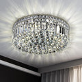 6-Lights Crystal Flush Mount Chandelier Light Fixture with K9 Crystals Modern Ceiling Lights Elegant Pendant Lamp for Bedroom,Hallway,Bar,Living Room,Dining Room,H5.9 xW20 (Bulbs Not Included)-Ruum Studio Home
