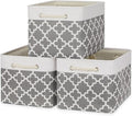 Bidtakay Basket Storage Bins Baskets for Organizing Set of 3 Collapsible Cloth Storage Linen Closet Organizer 15 X 11 X 9.5 Inches Large Foldable Baskets for Shelves (White&Quatrefoil Grey)-Ruum Studio Home