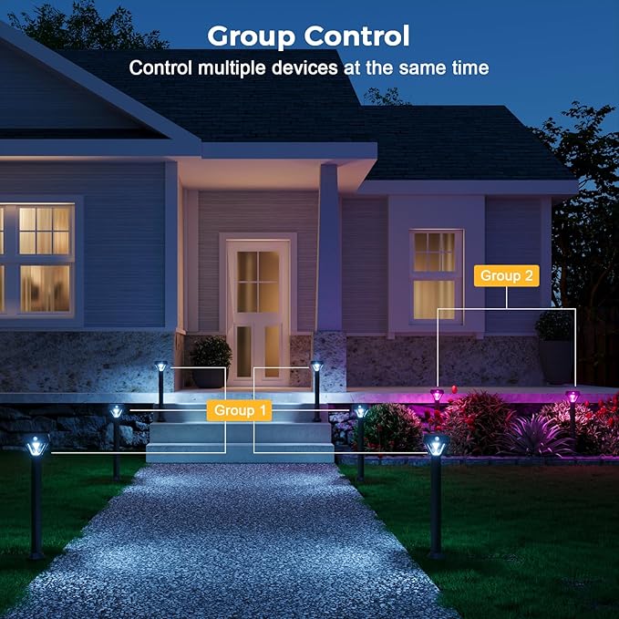 XMCOSY+ Smart Solar Lights Outdoor with Motion Sensor, 150LM APP Control RGBCW Color Changing Garden Lights Solar Powered for Yard Pathway Landscape, Waterproof, 2 Pack-Ruum Studio Home