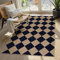 Lahome Checkered Easy Jute Entry Rug, 3x5 Black Outdoor Patio Rug for Living Room Farmhouse Neutral Carpet, Washable Non Slip Indoor Door Mat Diamond Carpet for Front Door Deck Camping-Ruum Studio Home
