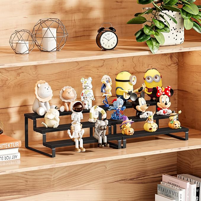 Giikin 3 Tier Spice Rack, Set of 2 Wooden Spice Rack for Countertop, Cabinet Organizer Shelf Kitchen Counter Storage Shelves Cupcake Stand Holder Display Stand, Black-Ruum Studio Home