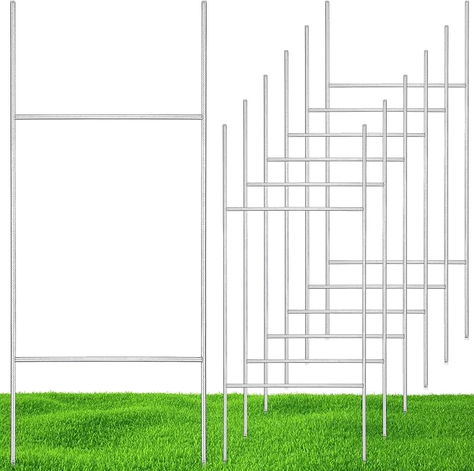 6 Pcs H Stakes for Yard Signs 30'' x 10'' Metal Heavy Duty H Frame Wire Stakes Weatherproof Metal Holder for 4mm 5mm Corrugated Signs Advertising Board Guidepost Yard Halloween Decor-Ruum Studio Home