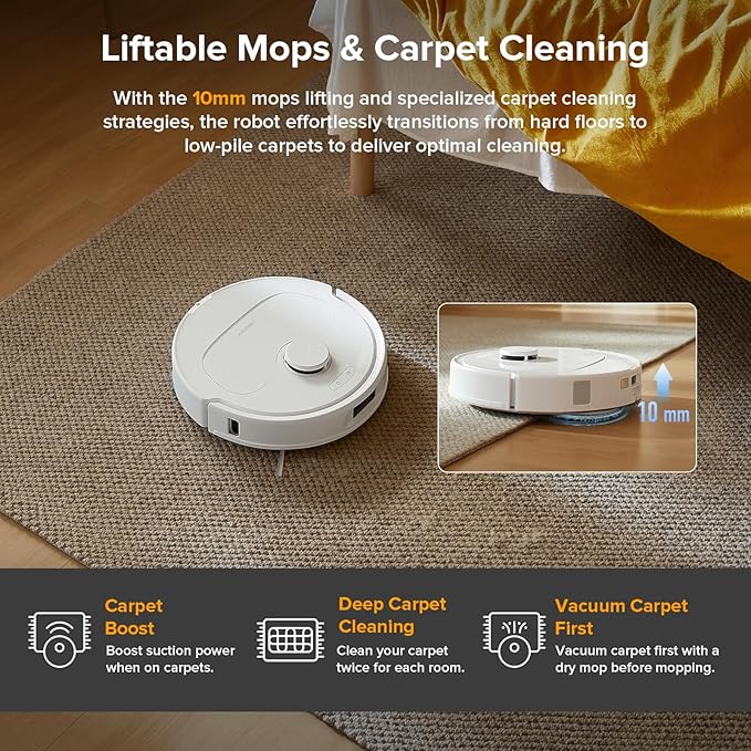 roborock Qrevo Series Robot Vacuum and Mop, 8000Pa Suction, Upgraded from Qrevo S, Anti-Tangle Brush, Smart Obstacle Avoidance, Auto Mop Washing, All-in-One Dock, 200RPM Spinning Mops, White(QV 35A)-Ruum Studio Home