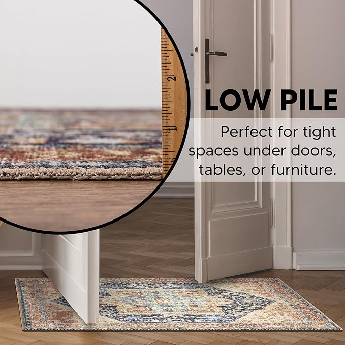 Keen Home Design 2x3 Rug - Machine Washable Entry Rug with Non-Slip Backing, Ideal for Enteryway, Kitchen, Bathroom, Laundry Room - Vintage, Easy Clean, Durable, Low Pile Rug - (2' x 3')-Ruum Studio Home