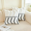 HOdo Home 18x18 Throw Pillow Covers, 2PCS Tufted Boho Jacquard Pillow Covers,Farmhouse Decorative Pillow Cover,Pillow Cases for Couch Sofa Bed Stylish Decor, Simple Textured Cushion Sham-Ruum Studio Home