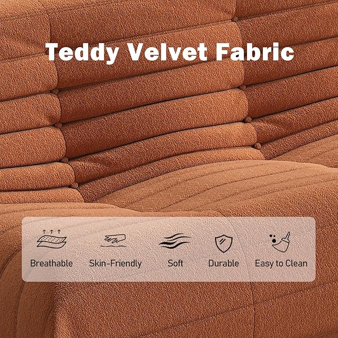 Bean Bag Chair, Oversized Fireside Chair Bean Bag Sofa Large Bean Bag Chair for Adults, 3 Seater Bean Bag Chairs for Teens with High Density Comfortable Foam, Bean Bag for Living Room, Bedroom(Orange)-Ruum Studio Home
