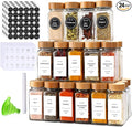 DIMBRAH Spice Jars with Label 24Pcs,Seasoning Containers,Glass Spice Jars with Bamboo Lids,Kitchen Essentials,Spices Container Set,Kitchen Set,Seasoning Organizer,Spice Rack Organizer for Cabinet-Ruum Studio Home