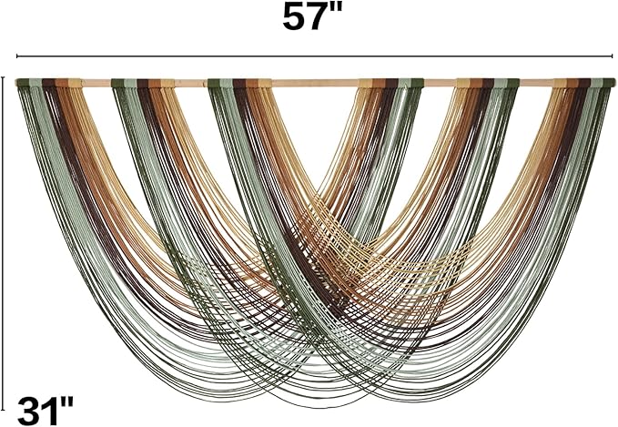 Flber Macrame Wall Hanging Boho Wall Decor Yarn Wall Art Tapestry Bedroom Living Room Nursery Apartment Home Decor 57" W x 31" L-Ruum Studio Home