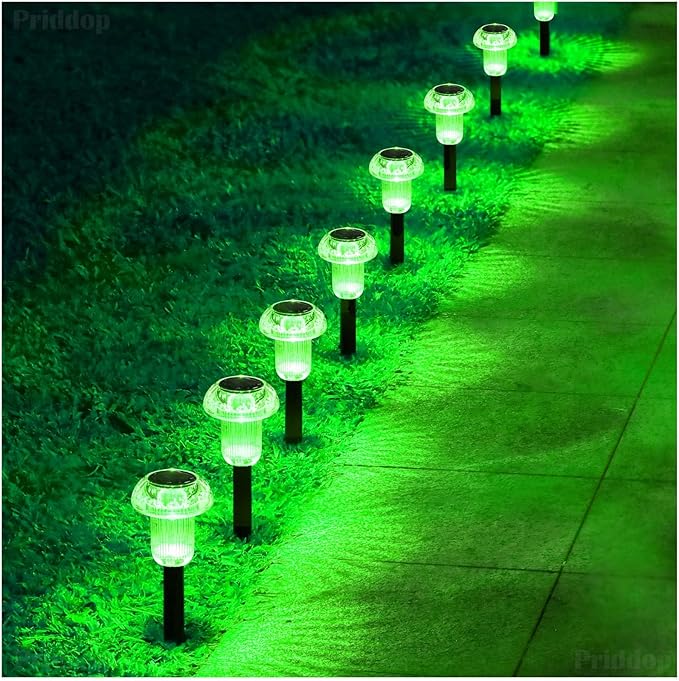 Halloween Solar Lights Outdoor 8 Pack Green LED Waterproof Mushroom Outside Lights for Yard Garden Patio Pathway Walkway Landscape Halloween Decorations-Ruum Studio Home