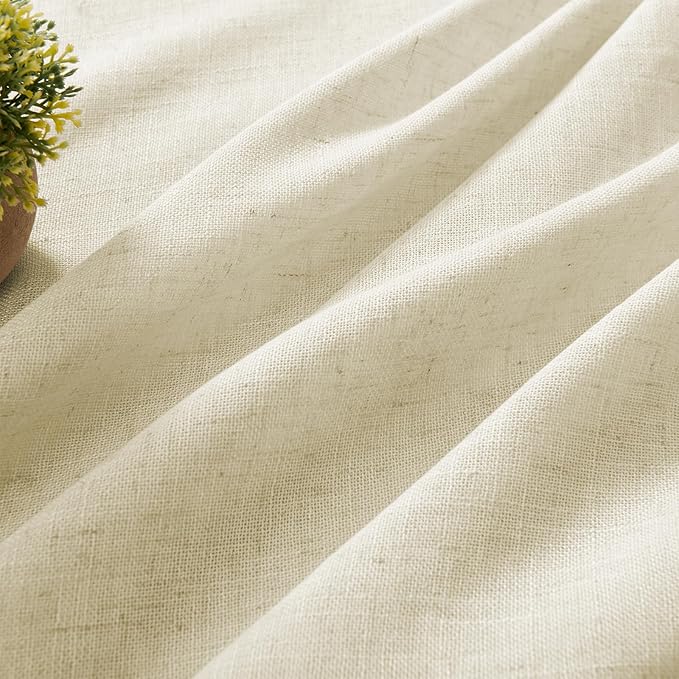 Joydeco Linen Curtains 90 Inch Length 2 Panel Sets,Light Filtering Curtains for Bedroom 100 Inch Wide Living Room Drapes with Back Tabs & Rod Pockets (W100 x L90 Inch, Linen)-Ruum Studio Home