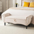 Furniliving Storage Ottoman Bench for Bedroom, Upholstered End of Bed Bench with Solid Wood Legs Modern Shoe Storage Bench Indoor Bench for Living Room Entryway Bench Furniture,Beige, Linen-Ruum Studio Home
