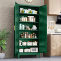 Kitchen Pantry Storage Cabinet with Doors and Adjustable Shelves, Metal ClosetMaid Food Pantry Cabinets, 75" Tall Freestanding Cupboard for Kitchen, Laundry or Utility Room, Green-Ruum Studio Home