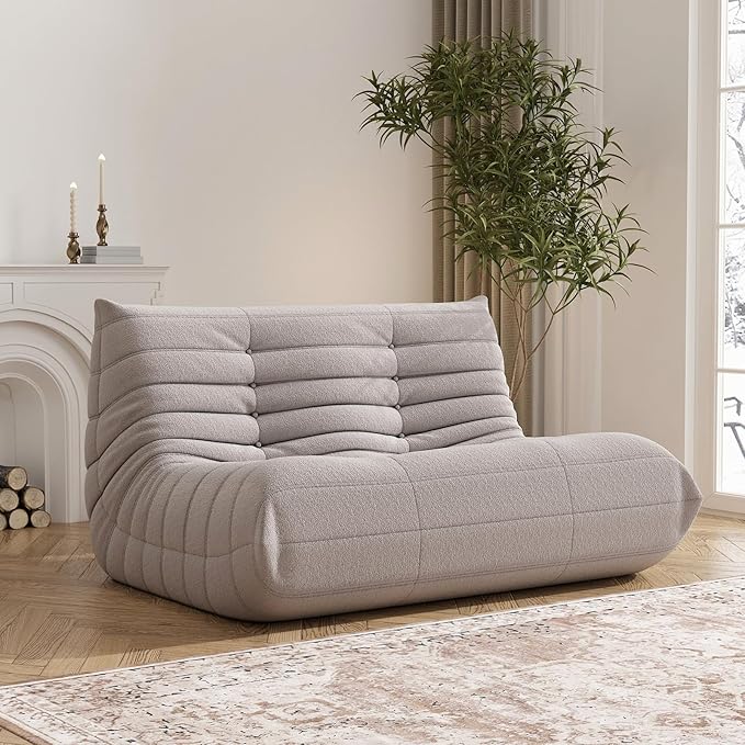 Bean Bag Chair for Adults, Oversized Loveseat Fireside Chair Comfy Lazy Floor Sofa, 2 Seater Lazy Sofa Couch Memory Foam Bean Bag for Living Room, Bedroom Apartment Office (Grey)-Ruum Studio Home