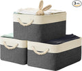 SIMPLE HOUSEWARE Large Fabric Storage Bin, 15.7" x 12" with Braided Handles, 3 Pack, Dark Gray-Ruum Studio Home