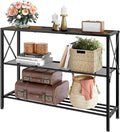Hoctieon Industrial Console Table, 3 Tier Entryway Table, Hallway Table, Narrow Sofa Table with Shelves, Entrance Table for Entryway, Rustic Brown&Black-Ruum Studio Home