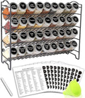 SWOMMOLY Spice Rack Organizer with 36 Empty Square Spice Jars, 396 Spice Labels with Chalk Marker and Funnel Complete Set, for Countertop, Cabinet or Wall Mount, Black-Ruum Studio Home