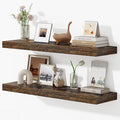 Dreamland 36 Inches Floating Shelves for Wall, 9.3" Deep Long Floating Shelves Set of 2, Large Display & Storage Shelf, Wall Shelf for Bathroom Bedroom Living Room Kitchen Office, Rustic Brown-Ruum Studio Home