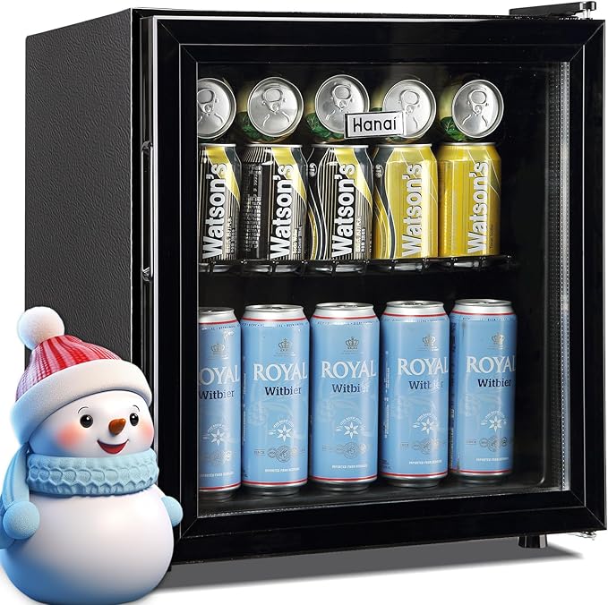 WANAI Mini Fridge Cooler 60Cans Beverage Refrigerator Glass Door Beverage Cooler for Beers Wine Juicer Adjustable Shelves LED Lights for Home, Office or Bar-Ruum Studio Home