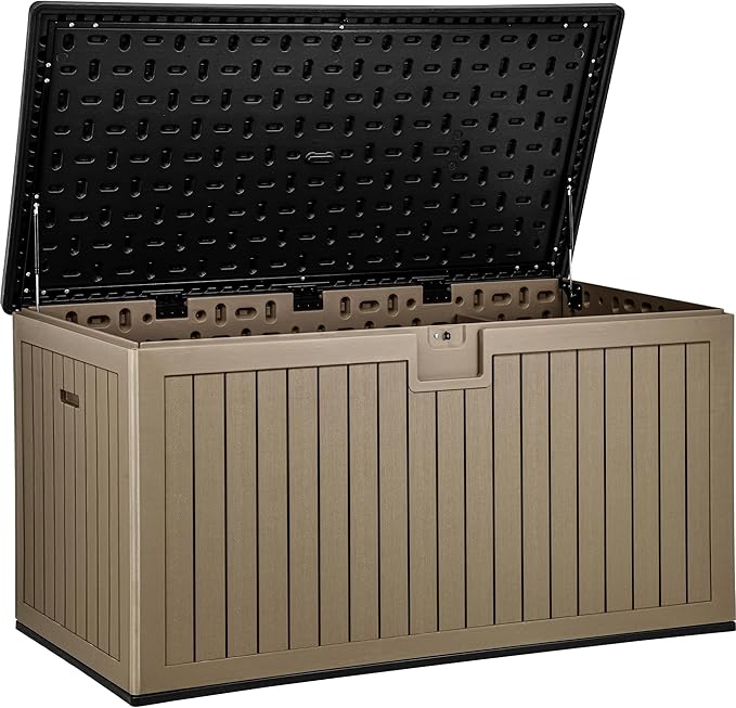 YITAHOME 230 Gallon Double-Wall Deck Box with Divider & Side Handles, Outdoor Large Storage for Patio Furniture Cushions, Garden Pool Accessories, Water Resistant & Lockable-Ruum Studio Home