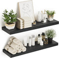 Black Floating Shelves for Wall 10 inch Deep, 36” x 10.3” x 1.8”, Large Wall Shelves for Bedroom, Bathroom, Living Room, Kitchen, Office, Modern Shelf Home Decor with Invisible Bracket-Ruum Studio Home