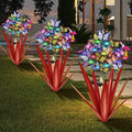 Homight Solar Metal Agave Butterfly Flower Stick Garden Sculpture - Outdoor Gift, Christmas Lights - Swaying Butterfly Garden Lights - Solar Outdoor (3 PCS RED)-Ruum Studio Home