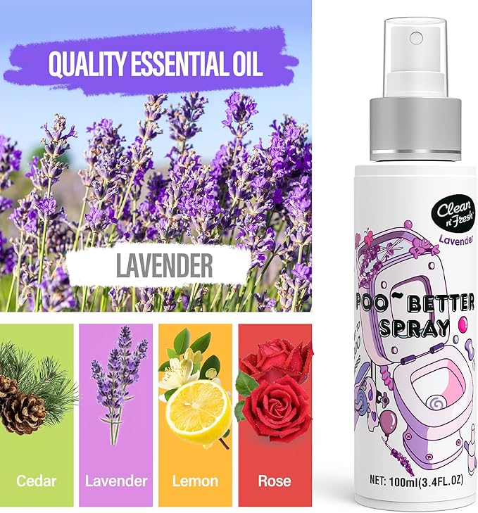 Clean-n-Fresh Toilet Spray for Poop, Lavender 6.8 Fl.Oz, Air Freshener Bathroom Spray, Odor Eliminator| Up to 400+ Uses-Ruum Studio Home