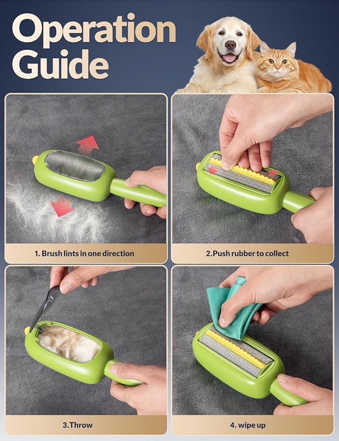 Portable Lint Brush,Reusable Lint Roller,Washable Pet Hair Removal Tool for Clothes,Furniture,Pet Hair Remover for Cats and Dogs Fur,Ideal Replacement for Sticky Refills Lint Roller/Removers-Ruum Studio Home