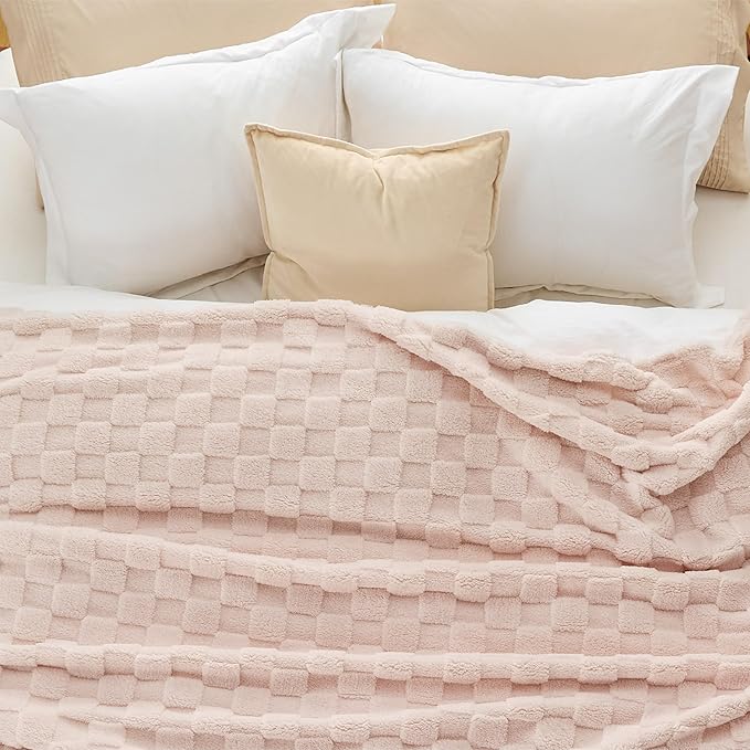 Bedsure GentleSoft Blankets Queen Size for Bed - Super Soft Cozy Blanket for Women Men Girls, Large Fuzzy Fleece Throw for Bedroom Decor, Light Pink, 90x90 Inches-Ruum Studio Home