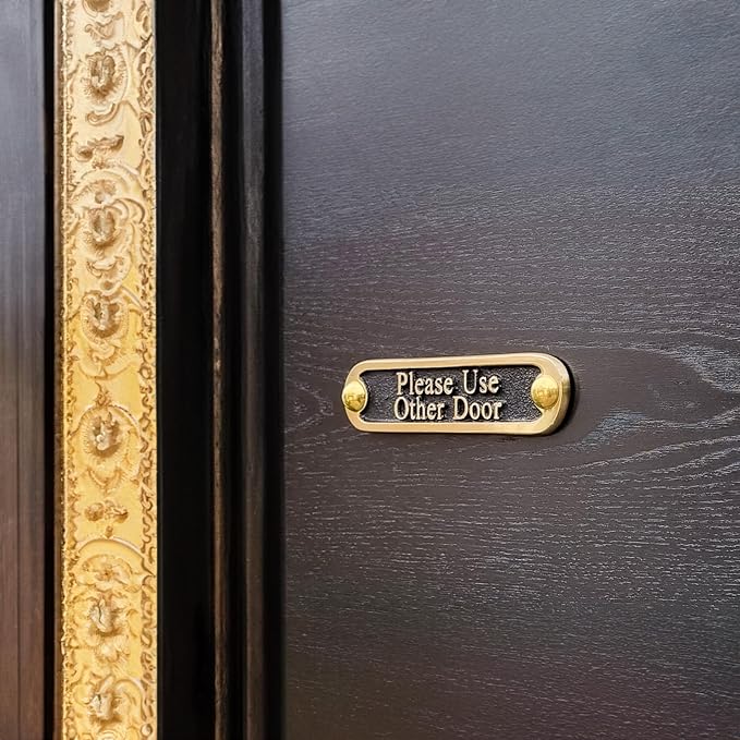 Please Use Other Door Brass Door Sign. Traditional Style Home Décor Wall Plaque Handmade By The Metal Foundry UK.-Ruum Studio Home
