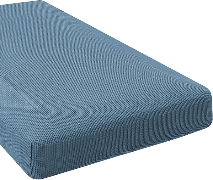 H.VERSAILTEX Super Stretch Individual Chaise Cover Sectional Couch Covers for L Shaped Sofa Both Left/Right Featuring Thick Jacquard Textured Twill Fabric (1 Piece Chaise Cover, Dusty Blue)-Ruum Studio Home