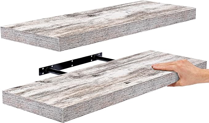 Sorbus Floating Shelves, Wall Shelves for Bedroom, Kitchen, Living Room, Bathroom Shelves Over The Toilet, Home Decor, Farmhouse, 24 x 9 Inch Wall Mounted Floating Shelves for Wall, 2 Pack, Rustic-Ruum Studio Home