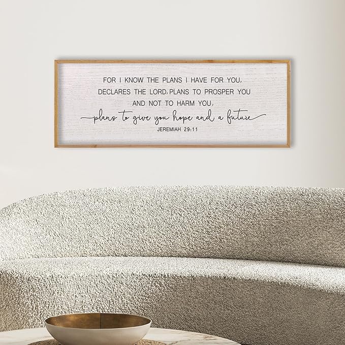 LuZhiQiang Bible Verse Jeremiah 29:11 Wall Art 40"x15" Large Scripture Christian Blessing Decor Plans To Give You Hope And A Future Sign (Wood)-Ruum Studio Home
