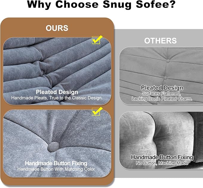 Bean Bag Chairs for Adults, Bean Bag Sofa - Adult Size with Soft Waterproof Fabric for Living Room, Apartments, Reading Corner, Gaming, and Movie Venue (Gray)-Ruum Studio Home