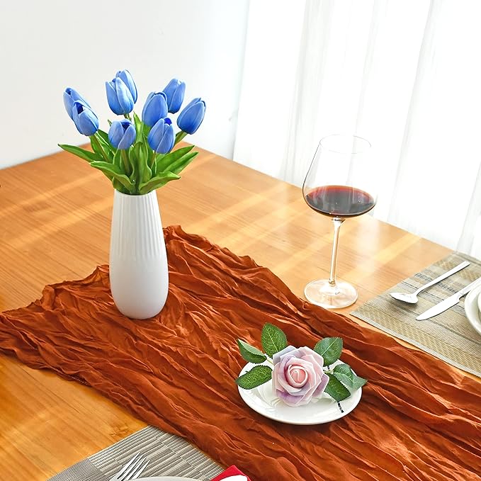 Mandy's Artificial Tulips 20 Stems Light Blue PU Faux Flowers for Wedding Home Decor 13.5 Inch-Ruum Studio Home