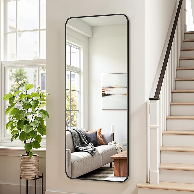 Bathroom Mirror 72" x 30", Large Rectangle Wall Mirror, Black Metal Frame Wall Mounted Mirrors for Bathroom, Vanity, Bedroom, Entryway Decor(Horizontal/Vertical)-Ruum Studio Home