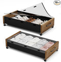 Wooden Under Bed Storage with Wheels, Rolling Under the Bed Storage Bins with Removable Lid, Metal Under Bed Drawers for Clothes and Shoes in Bedroom or Living Room(Walnut Brown-2pack)-Ruum Studio Home