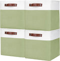 Collapsible Fabric Storage Cubes 11x11 Cube Storage Bins, 4 Pack Closet Baskets Box with Handles for Organizing, Shelf, Toys, Clothes, Home, Office, Nursery (Green&White)-Ruum Studio Home