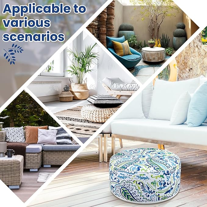 1 Pack Outdoor Inflatable Ottoman Waterproof Inflatable Pouf Foot Rest with Handle D21 x H9 Portable Outdoor Foot Rest for Patio Garden Camping or Home-Ruum Studio Home